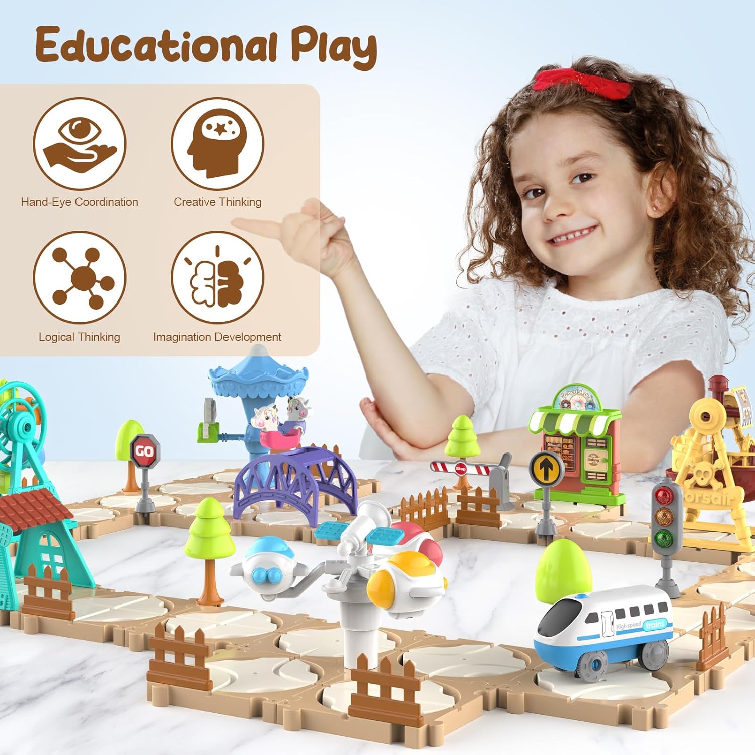DIY Puzzle Track Car Set Assem - đánh giá và giá Toy Train Track Set
