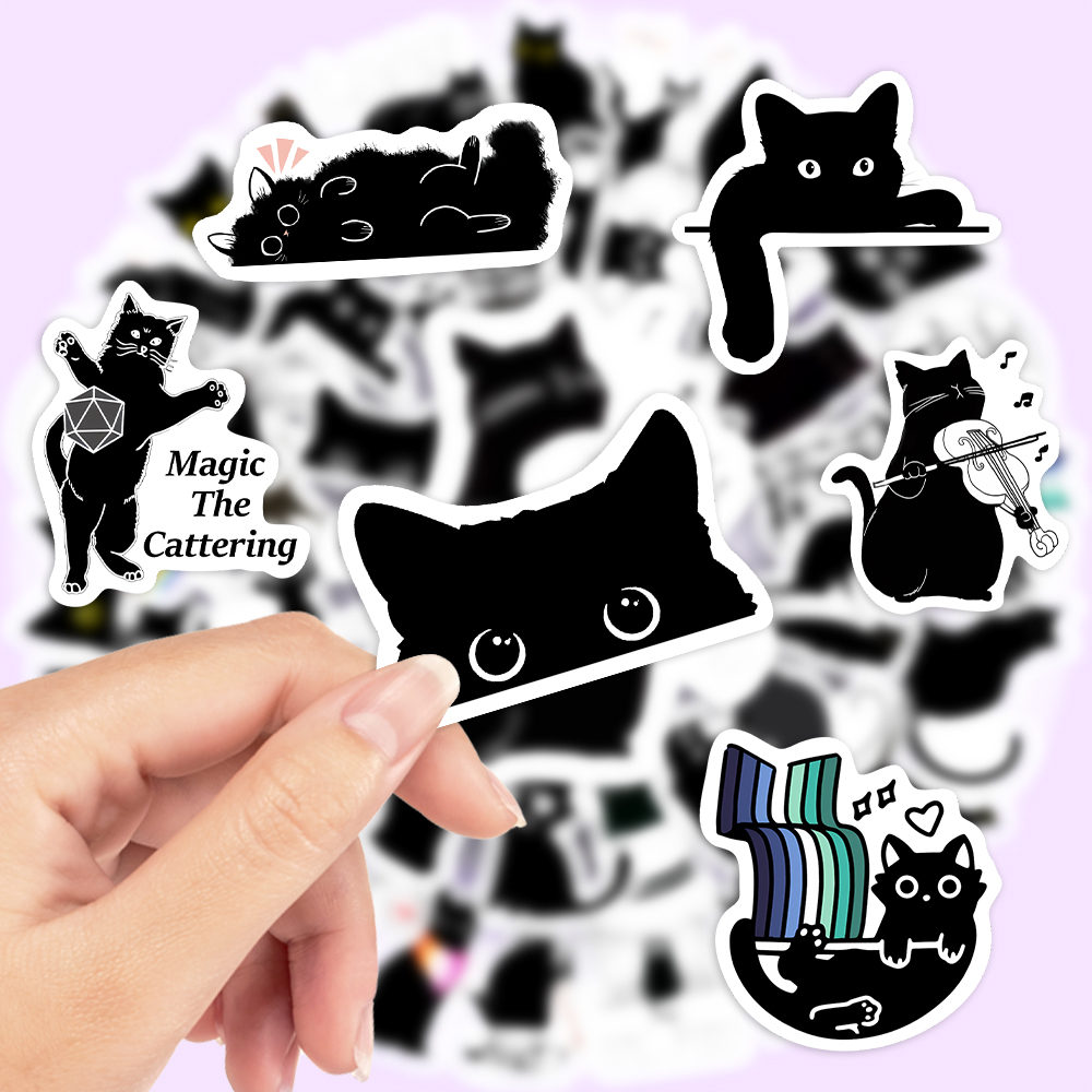 Kawaii Funny Black Cat Sticker - đánh giá và giá Kids Toys Laptop