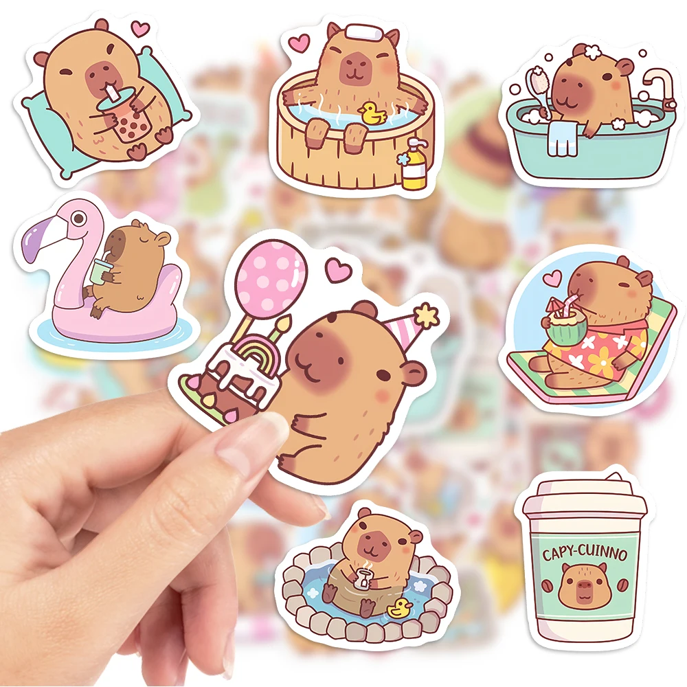Cute Capybara Cafe Stickers Ca - đánh giá và giá Kids Toys Laptop