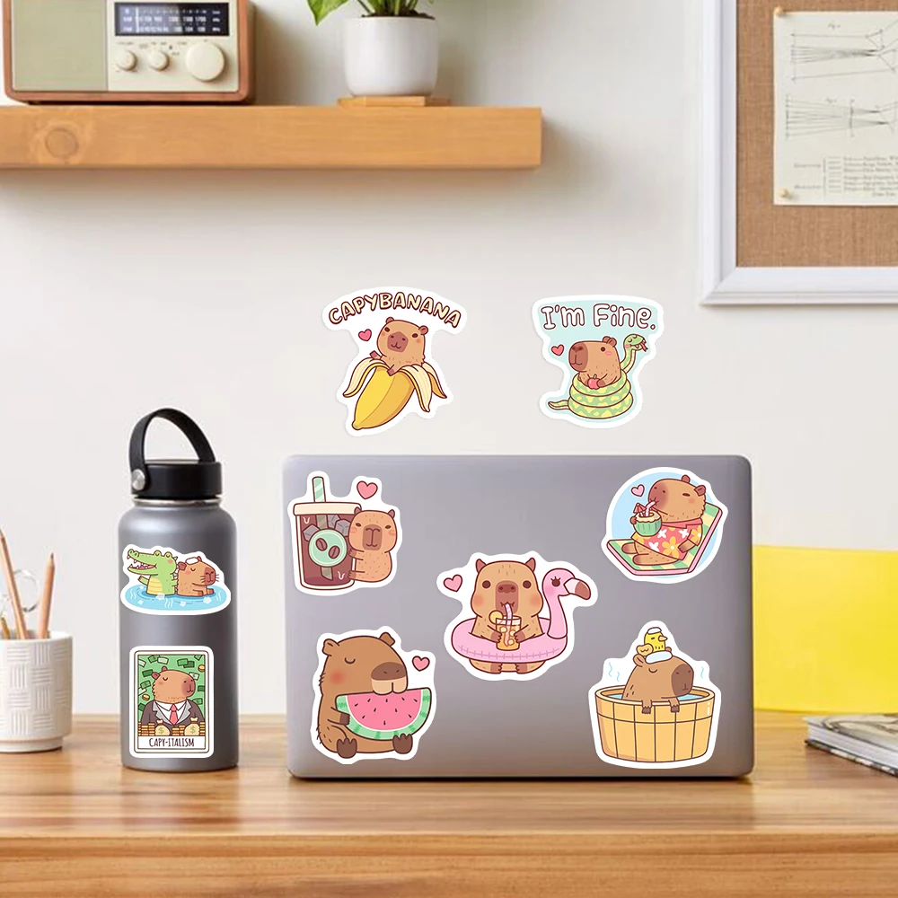 Cute Capybara Cafe Stickers Ca - đánh giá và giá Kids Toys Laptop
